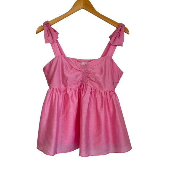 Endless Rose Womens Bow Accent Sleeveless Top Sz Medium Pink Lined Zip Closure - Picture 3 of 11